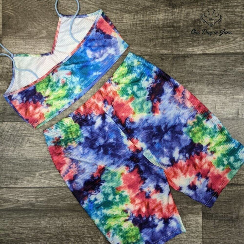 Shein Ribbed Crop Top Shorts Set Size L - Picture 2 of 2
